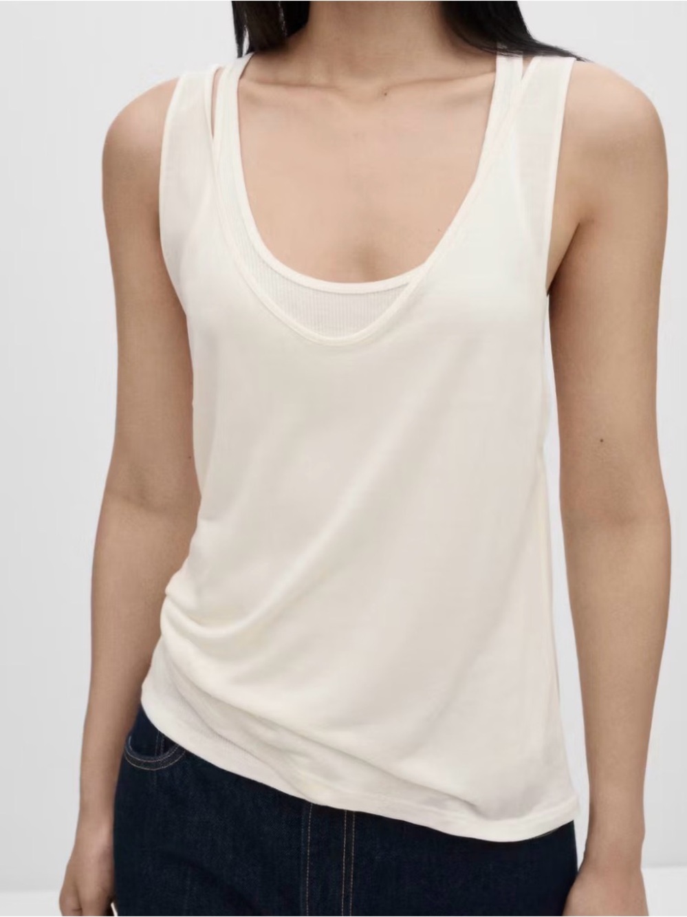 Mango Selection Women’s Combined Lyocell Top Size Small Cream Layered